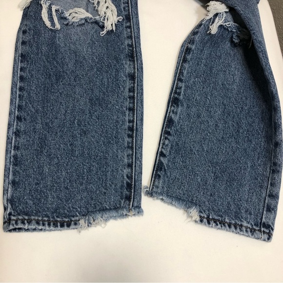 Pacsun Cotton Distressed Ripped Buttoned High Rise Straight Blue Wash Jeans 26 - Picture 9 of 16